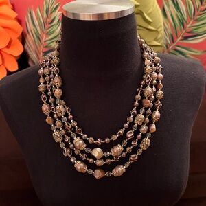 Vintage 3 String  Beaded Collar Necklace
